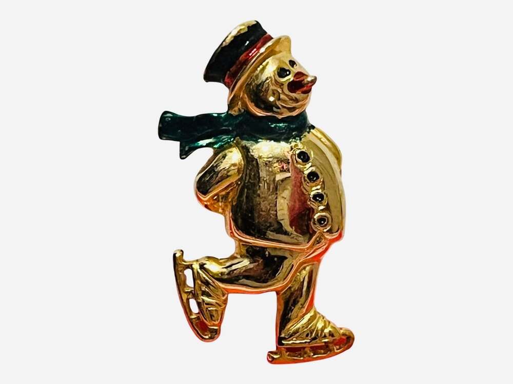Vintage Brooch Snowman Pin Christmas Jewelry Holiday wear